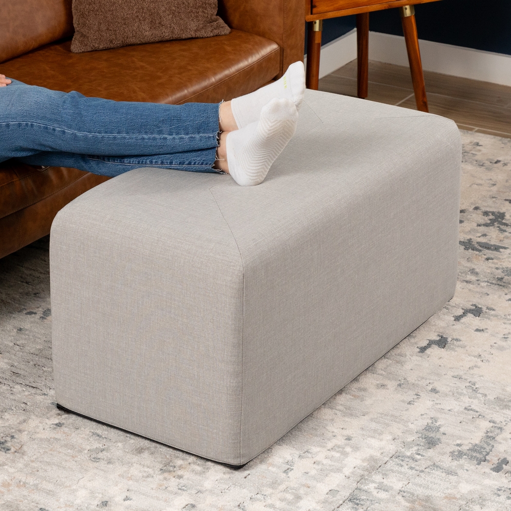 Edunci Gray Large Rectangular Ottoman - Thumbnail - Image 5