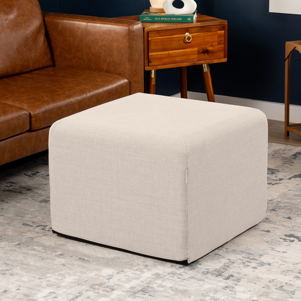 Edunci Light Gray Large Ottoman - Thumbnail - Image 2