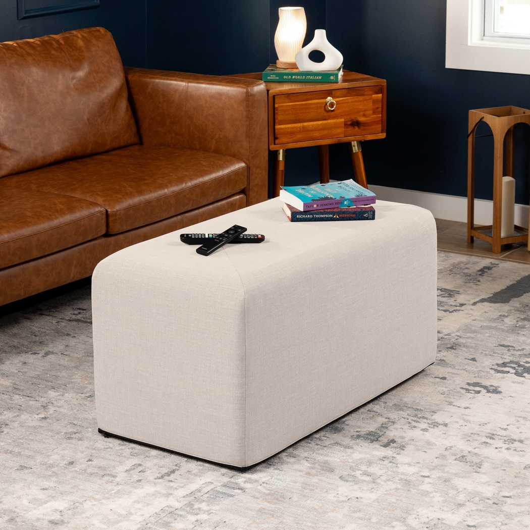 Edunci Light Gray Large Rectangular Ottoman - Thumbnail - Image 2