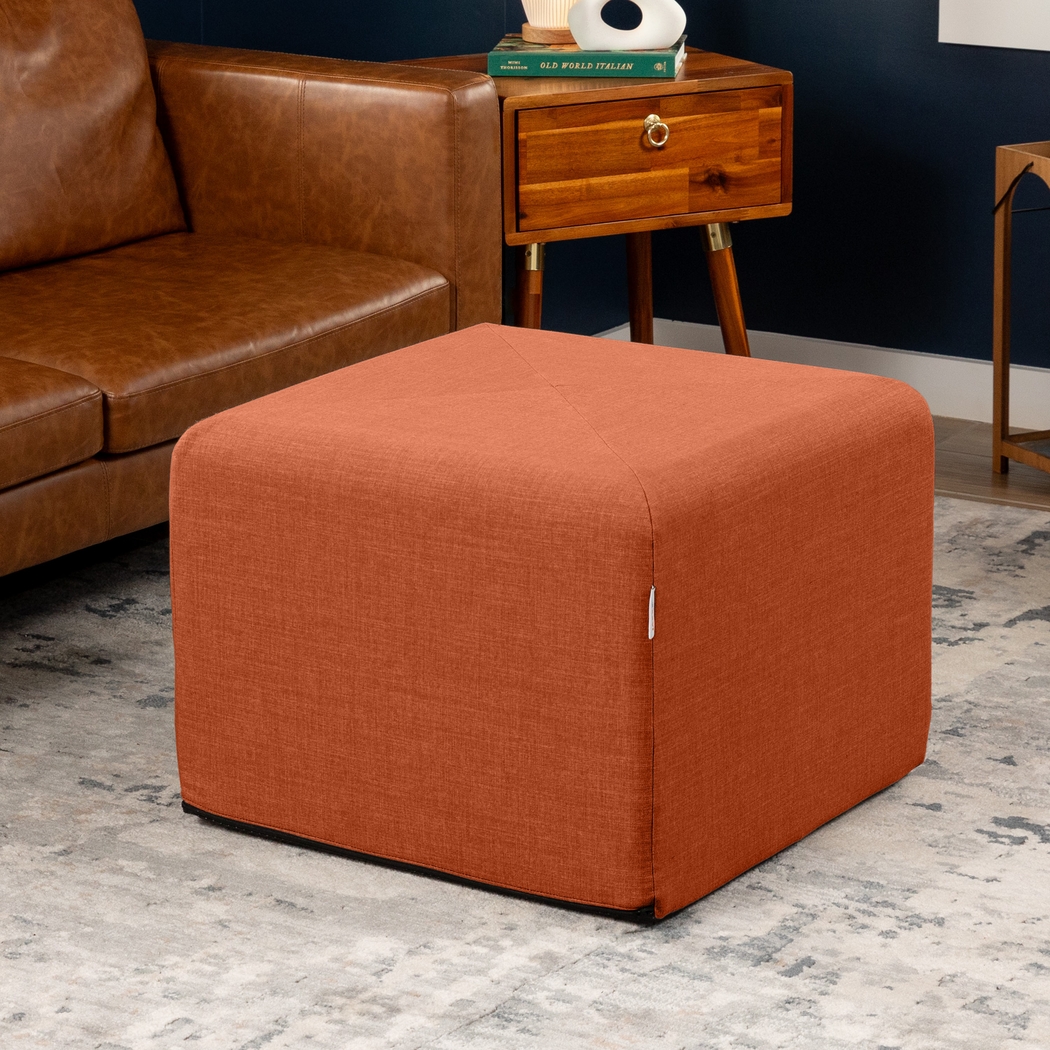 Edunci Orange Large Ottoman - Thumbnail - Image 2