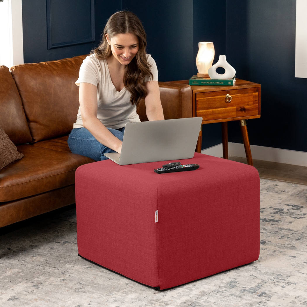 Edunci Red Large Ottoman - Thumbnail - Image 6