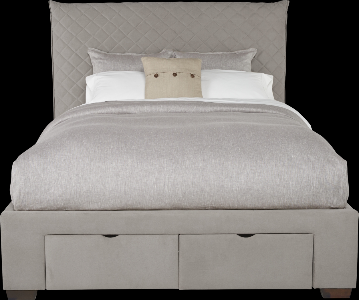 Edyn Gray 3 Pc King Upholstered Bed with 2 Drawer Storage - Thumbnail - Image 1