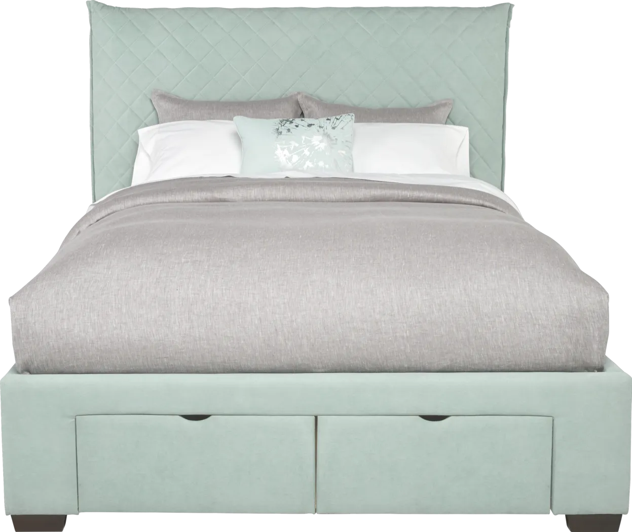 Edyn Seafoam 3 Pc King Upholstered Bed with 2 Drawer Storage - Thumbnail - Image 1