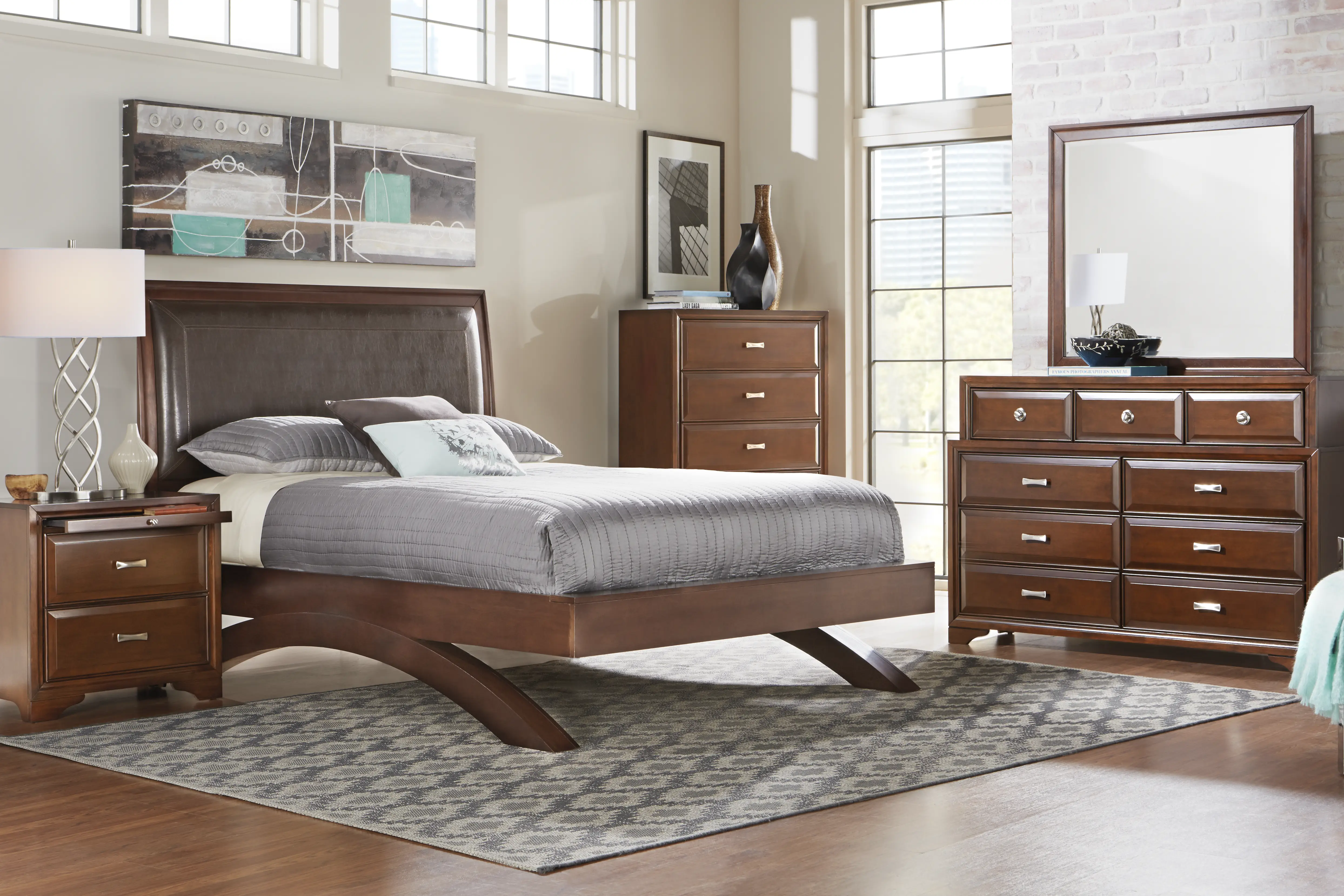 Belcourt Cherry 7 Pc Queen Platform Bedroom - Thumbnail - Image 1