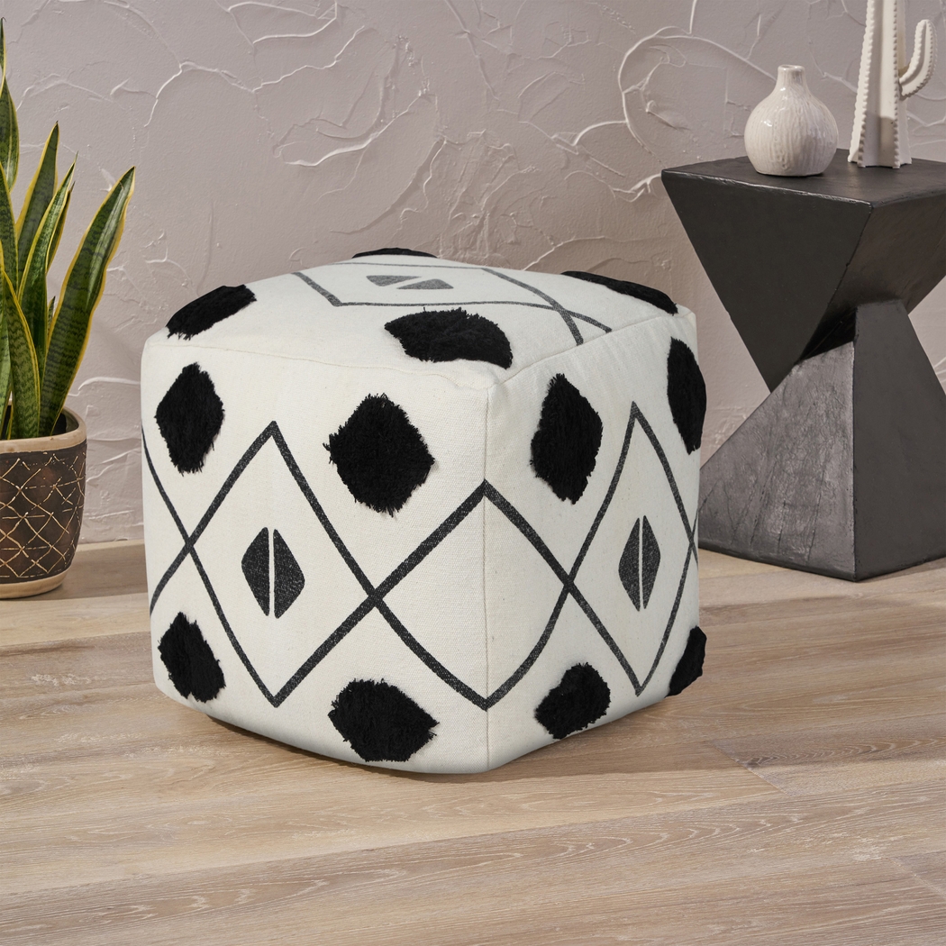 Ehsan Black/White Pouf - Thumbnail - Image 3