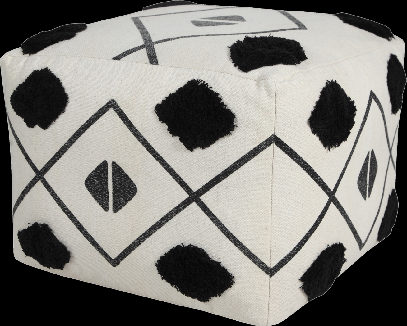 Ehsan Black/White Pouf - Thumbnail - Image 1