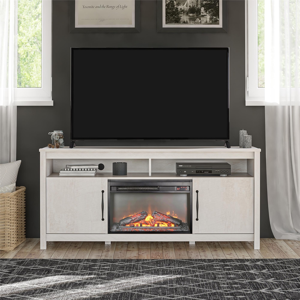 Eilika Ivory 59 in. Console with Electric Fireplace - Thumbnail - Image 2