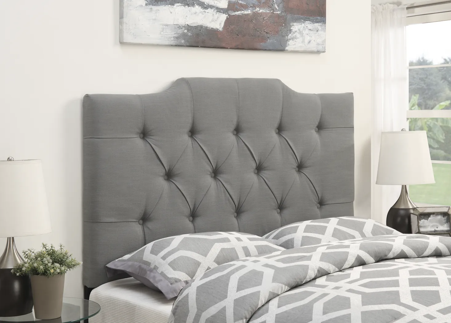 Elani Dove Gray Full/Queen Upholstered Headboard - Thumbnail - Image 1