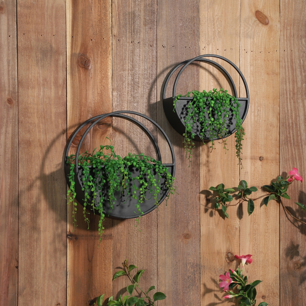 Eldington Black Wall Planter, Set of 2 - Thumbnail - Image 2