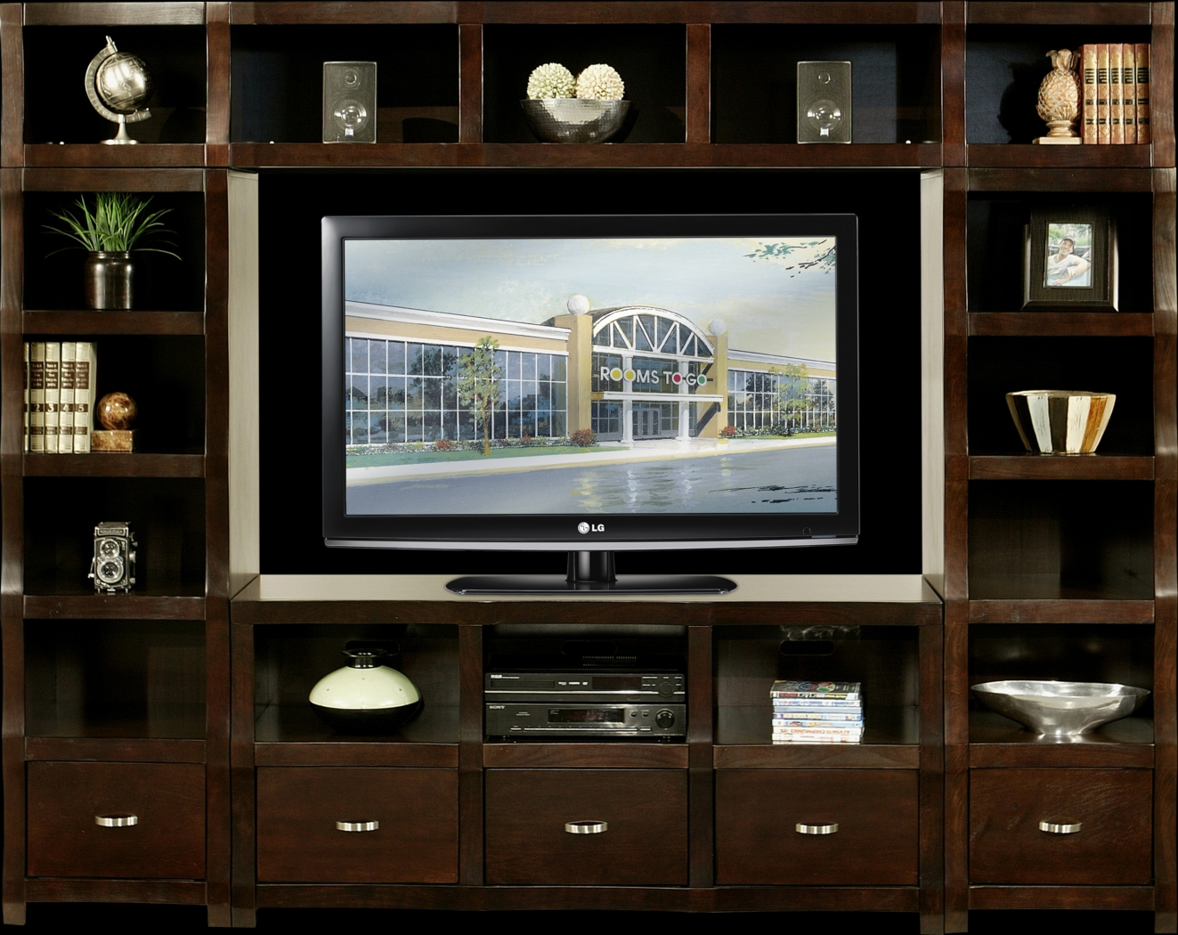 Eldon Square Merlot 4 Pc Wall Unit - Thumbnail - Image 1