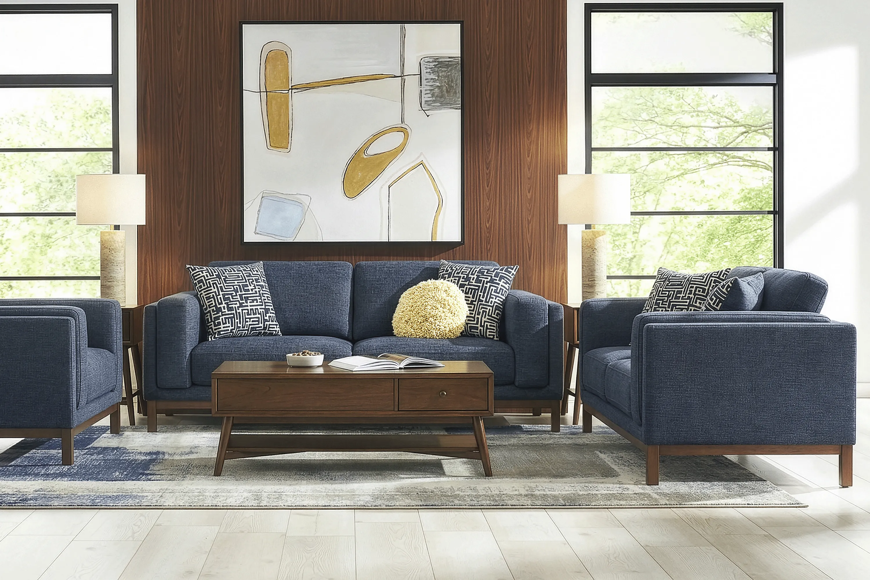 Elena Court Blue Loveseat - Thumbnail - Image 2