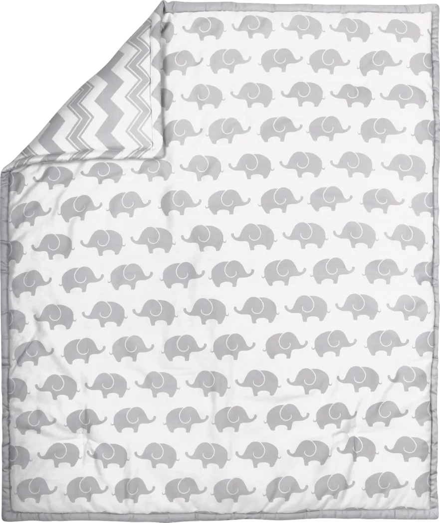Elephant Parade Light Gray 3 Pc Baby Bedding Set - Thumbnail - Image 2