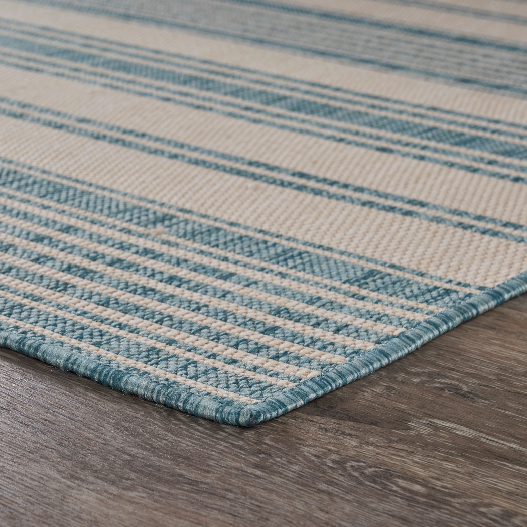 Elgaitere Aqua/White 5'3 x 7' Indoor/Outdoor Rug - Thumbnail - Image 4
