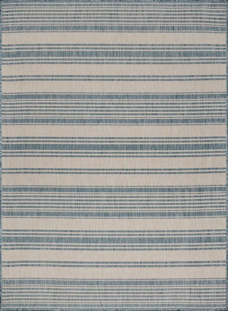Elgaitere Aqua/White 5'3 x 7' Indoor/Outdoor Rug - Thumbnail - Image 1