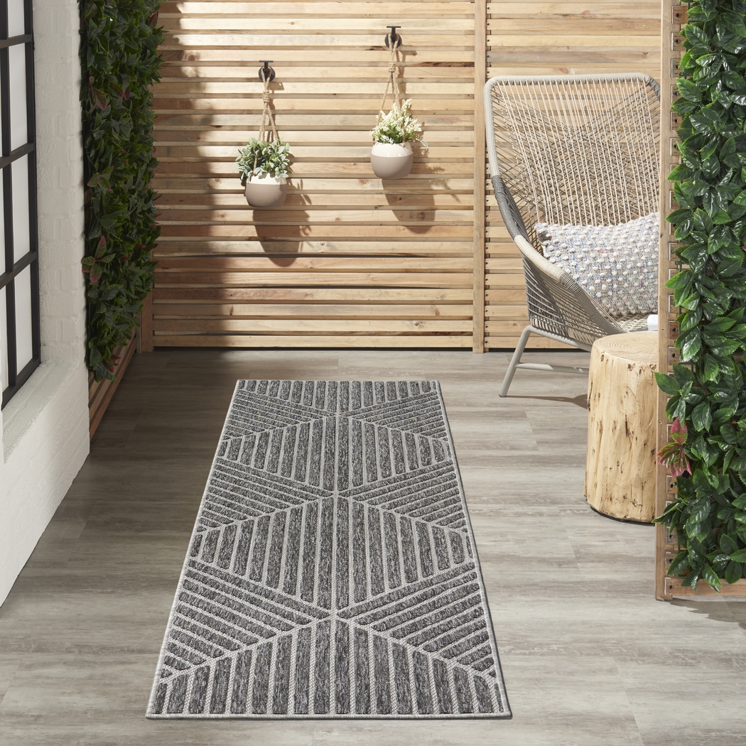 Elize Dark Gray 2'2 x 10' Runner Indoor/Outdoor Rug - Thumbnail - Image 2