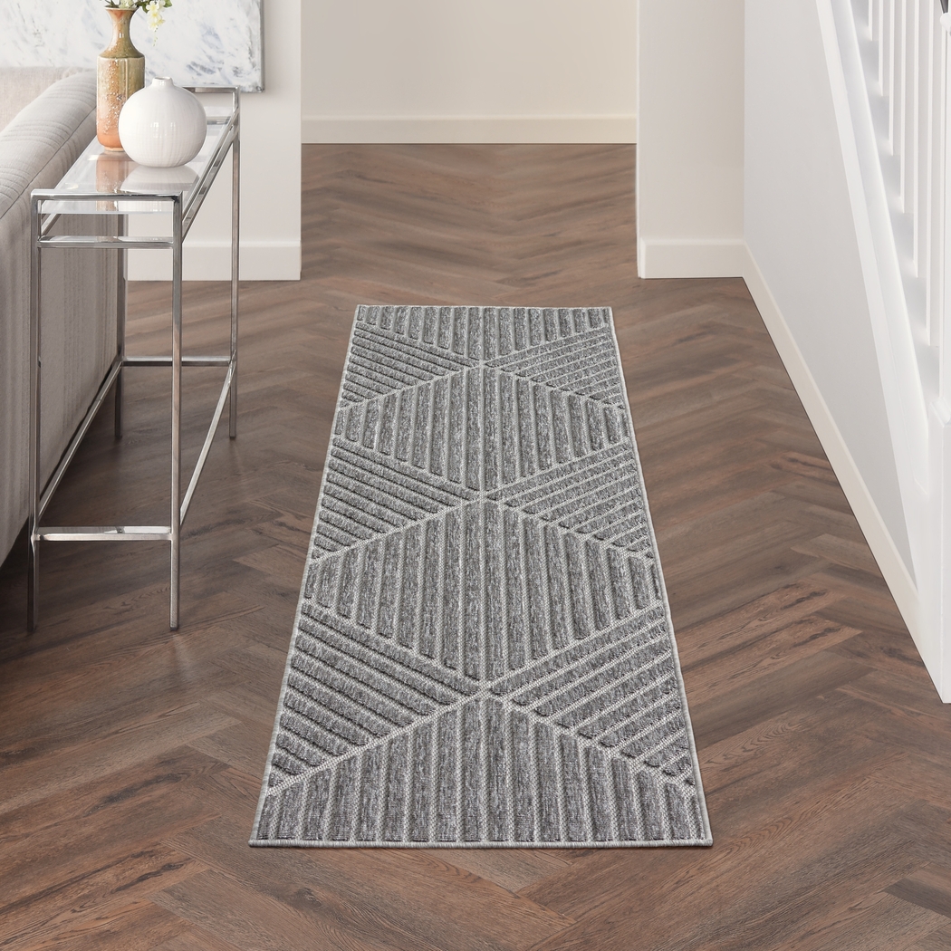 Elize Dark Gray 2'2 x 10' Runner Indoor/Outdoor Rug - Thumbnail - Image 3