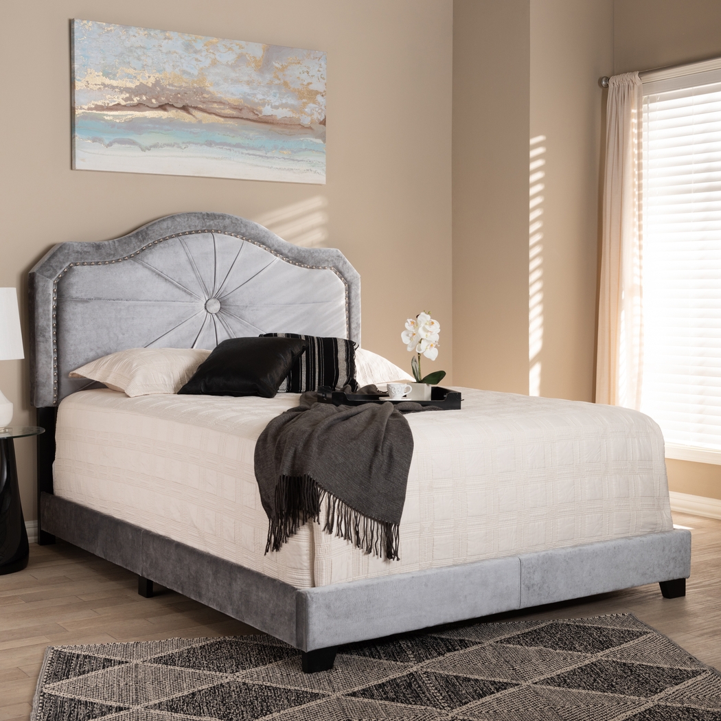 Elkdale Gray Queen Upholstered Bed - Thumbnail - Image 1