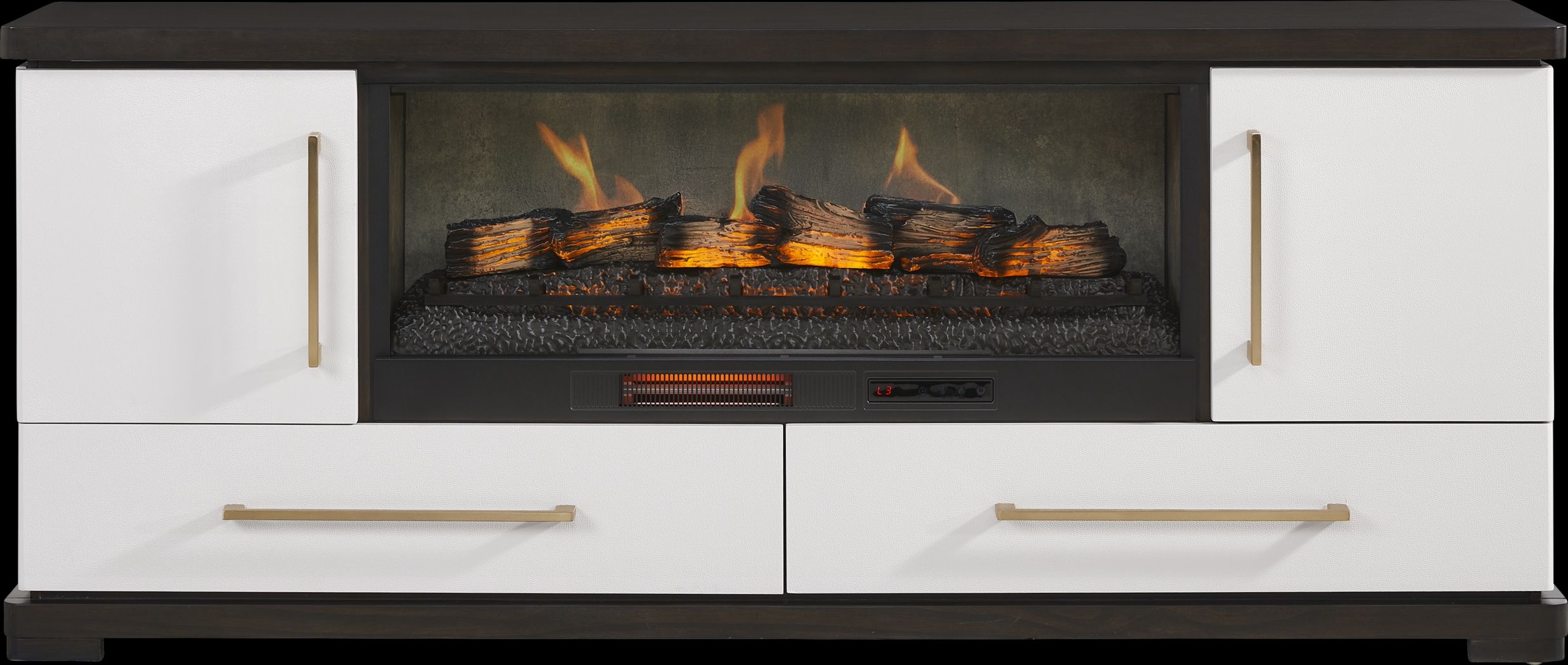 Elko Falls White 80 in. Console with Electric Log Fireplace - Thumbnail - Image 1