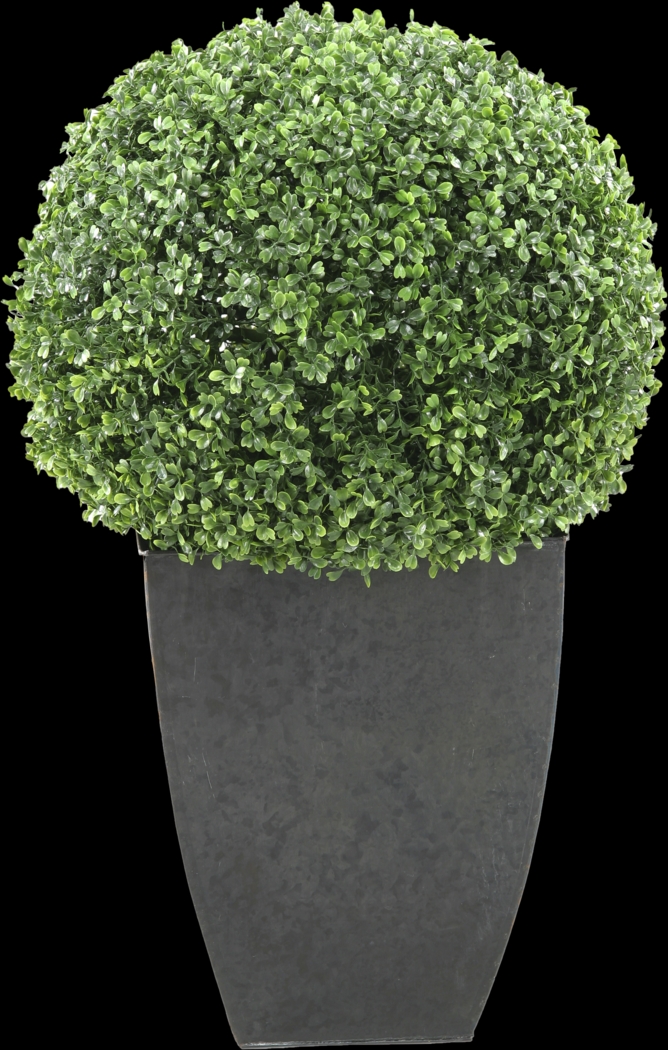 Elland Green 28 in. Artificial Boxwood Ball in Metal Planter - Thumbnail - Image 1