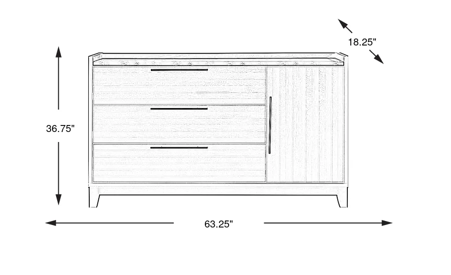 Dimension Image. Please refer to the Dimension Tab on this page for dimension details.