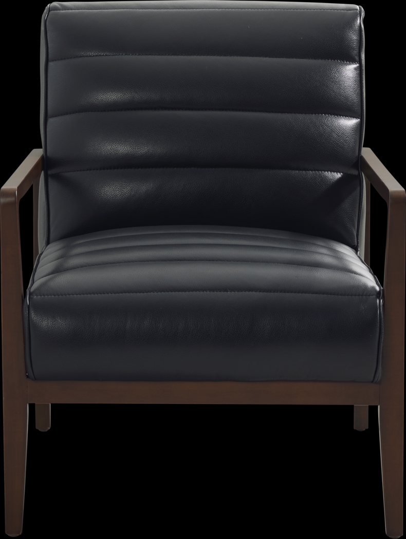 Ellenwood Black Leather Accent Chair - Thumbnail - Image 2