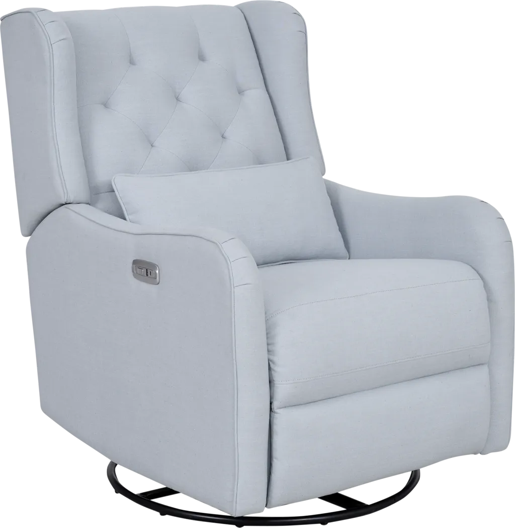 Ellie May Light Blue Power Glider Recliner with Swivel - Thumbnail - Image 3
