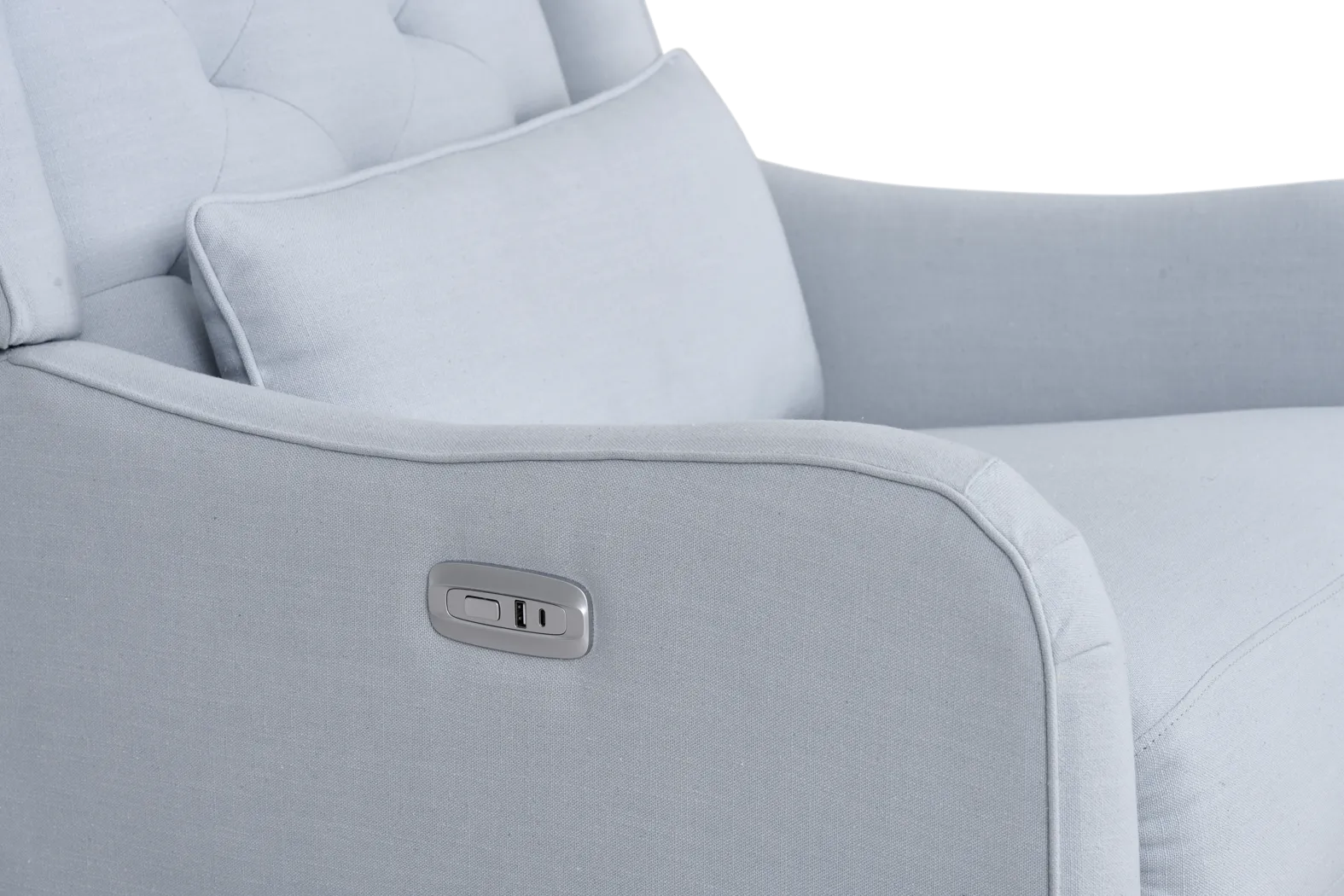 Ellie May Light Blue Power Glider Recliner with Swivel - Image 5