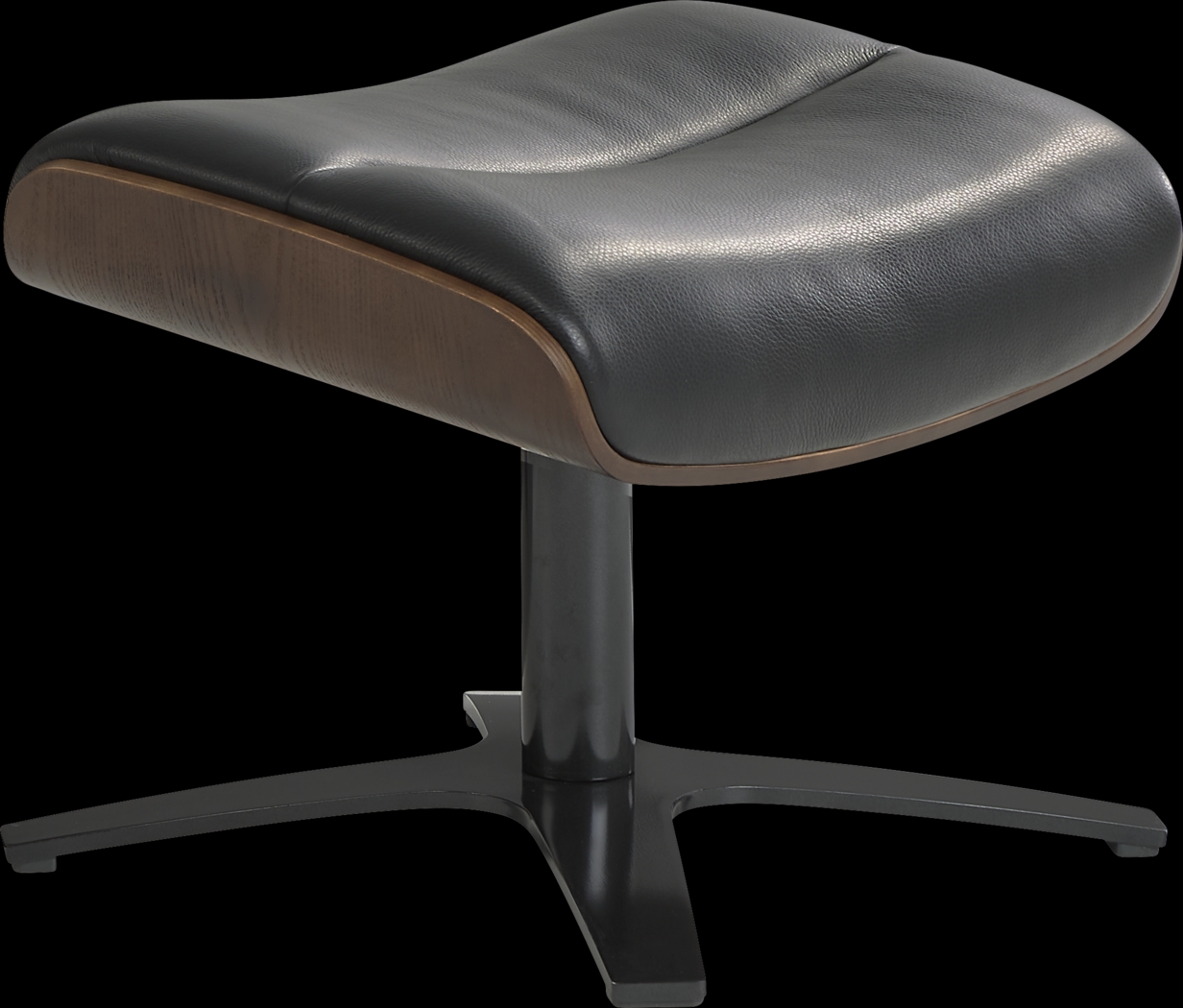 Elliot Black Leather Ottoman - Thumbnail - Image 2