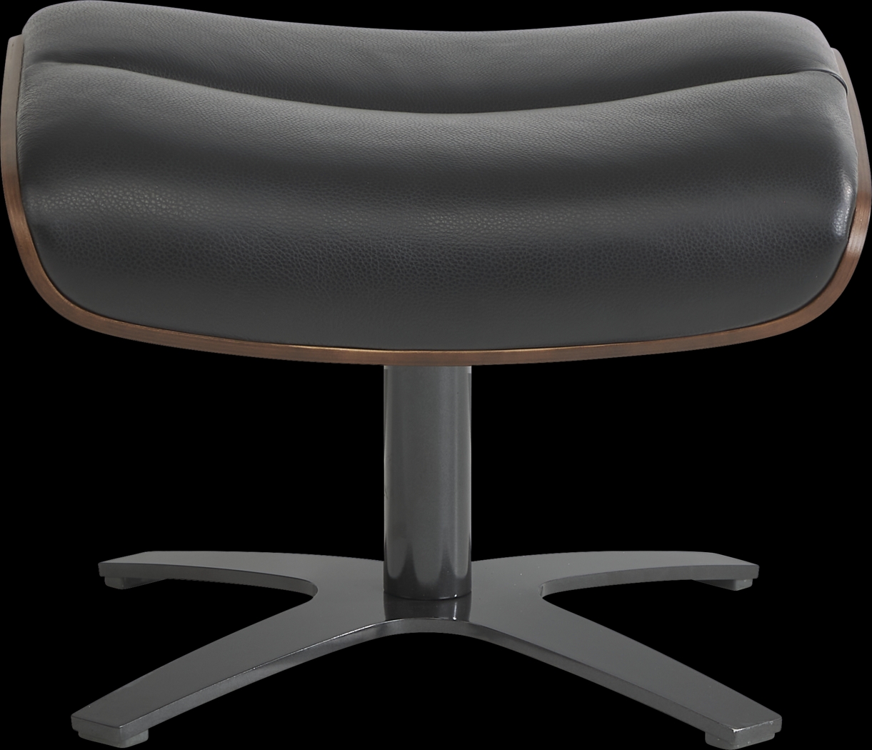 Elliot Black Leather Ottoman - Thumbnail - Image 1