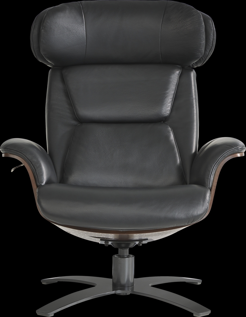 Elliot Black Reclining Leather Swivel Chair - Thumbnail - Image 2