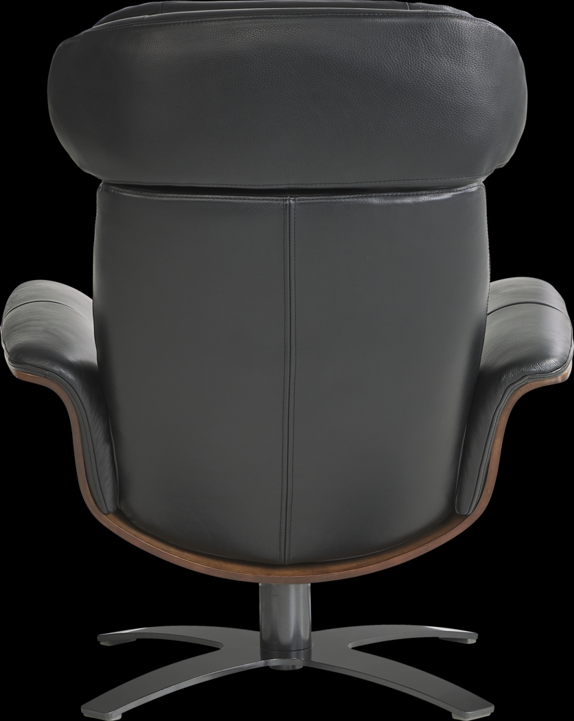 Elliot Black Reclining Leather Swivel Chair - Thumbnail - Image 3