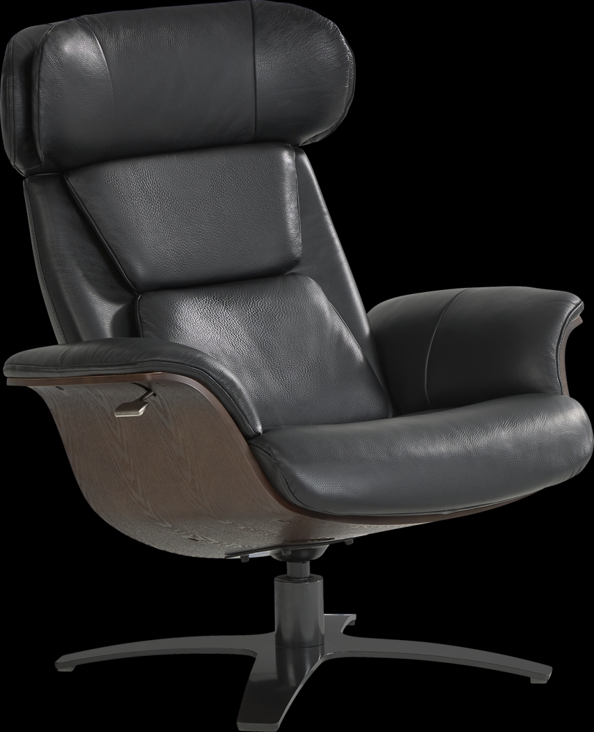 Elliot Black Reclining Leather Swivel Chair - Thumbnail - Image 1