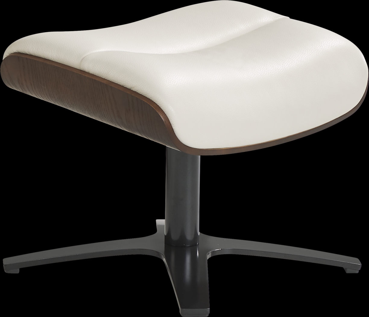 Elliot Ivory Leather Ottoman - Thumbnail - Image 2