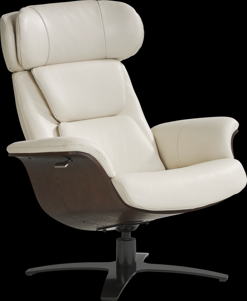 Elliot Ivory Reclining Leather Swivel Chair - Thumbnail - Image 1