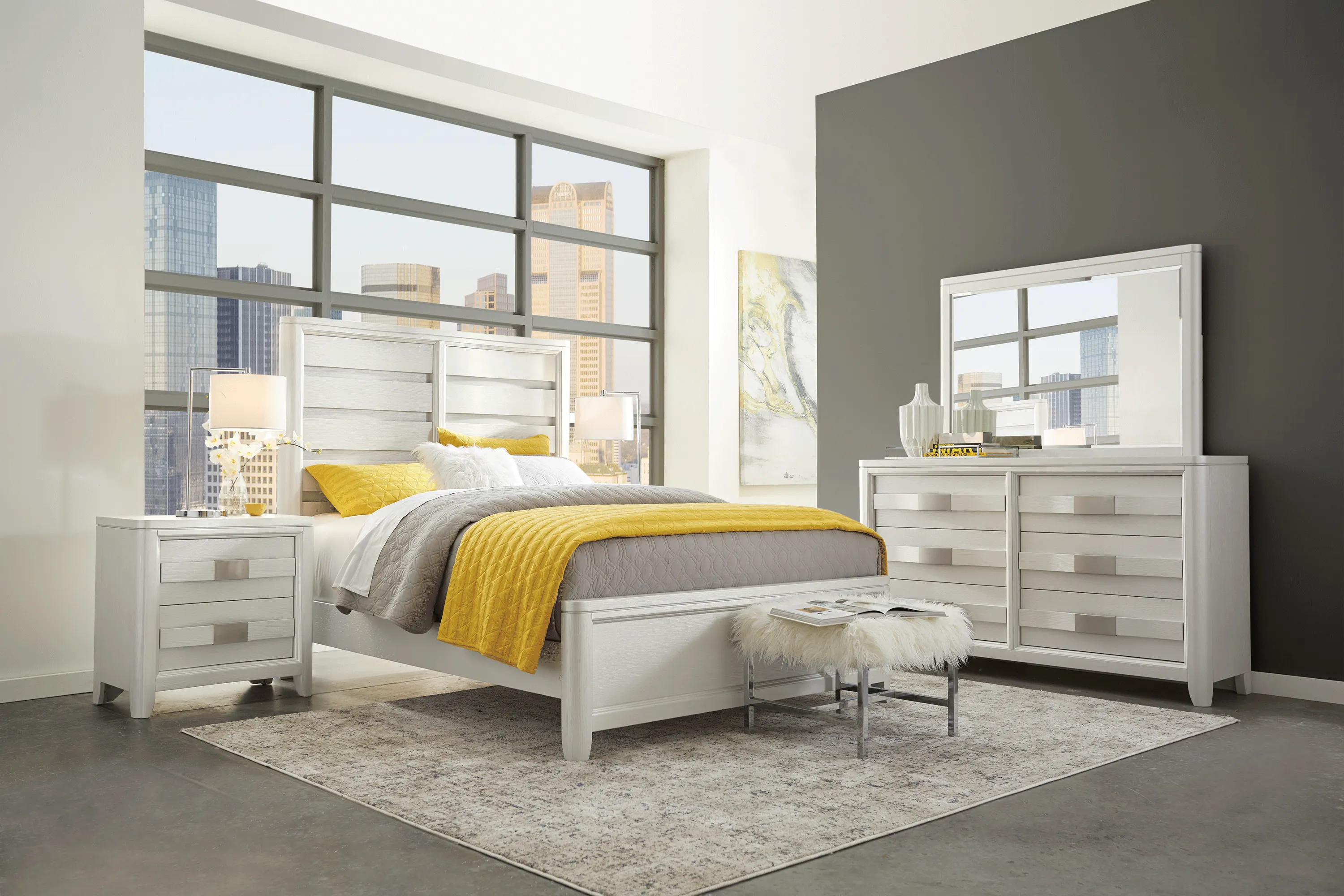 Elliot Park 7 Pc Platinum Gray King Bedroom Set With 3 Pc King