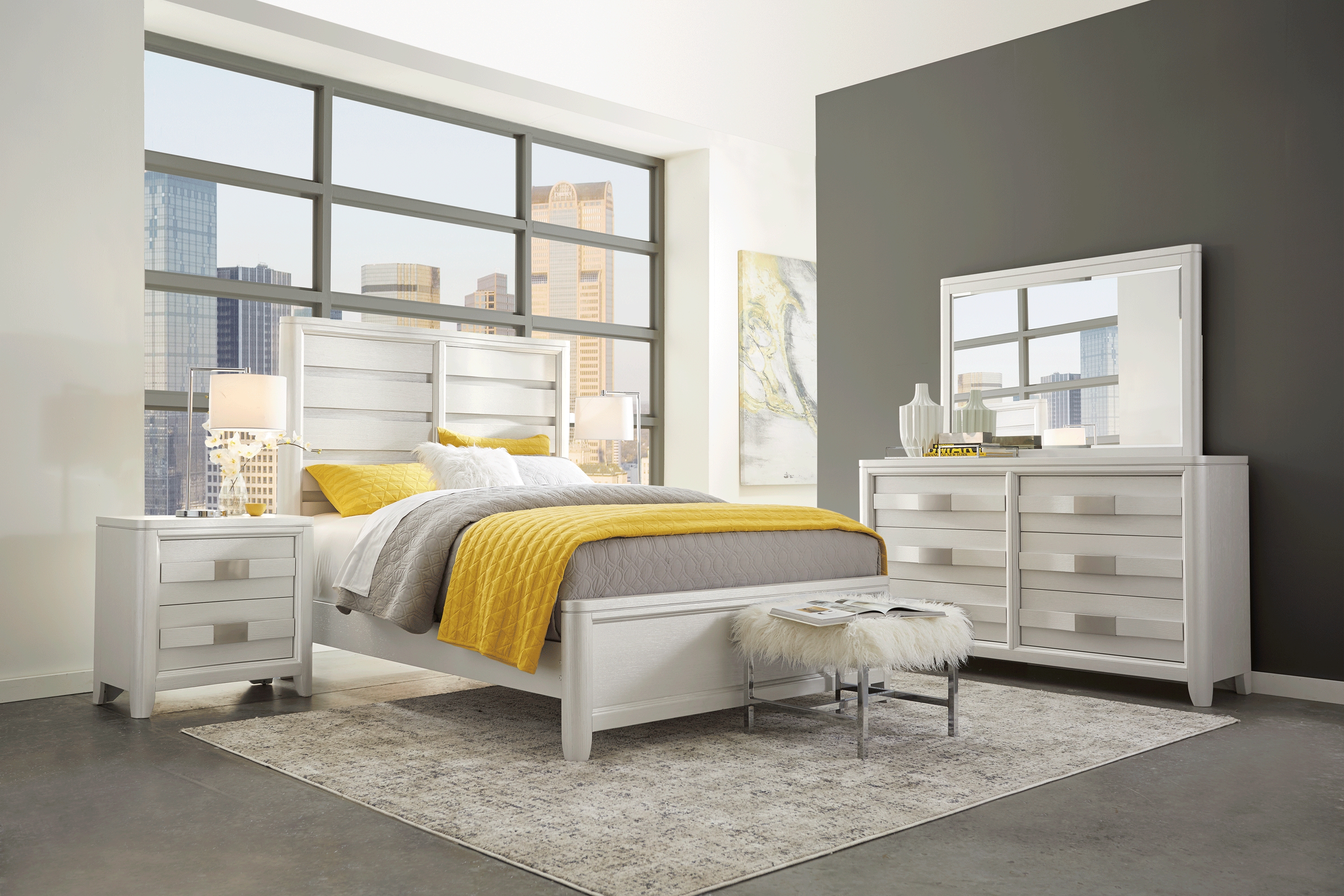 Elliot Park Platinum 7 Pc Queen Panel Bedroom - Thumbnail - Image 1