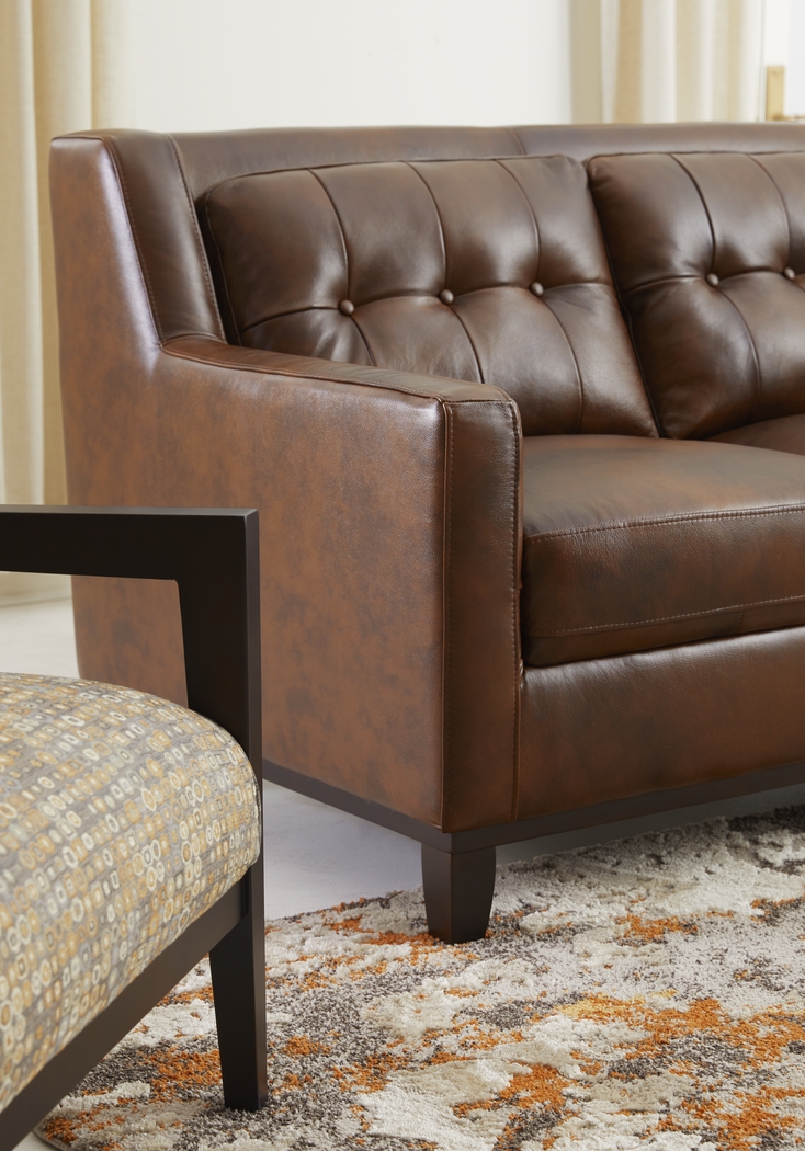 Ellora Brown Leather Sofa - Thumbnail - Image 3