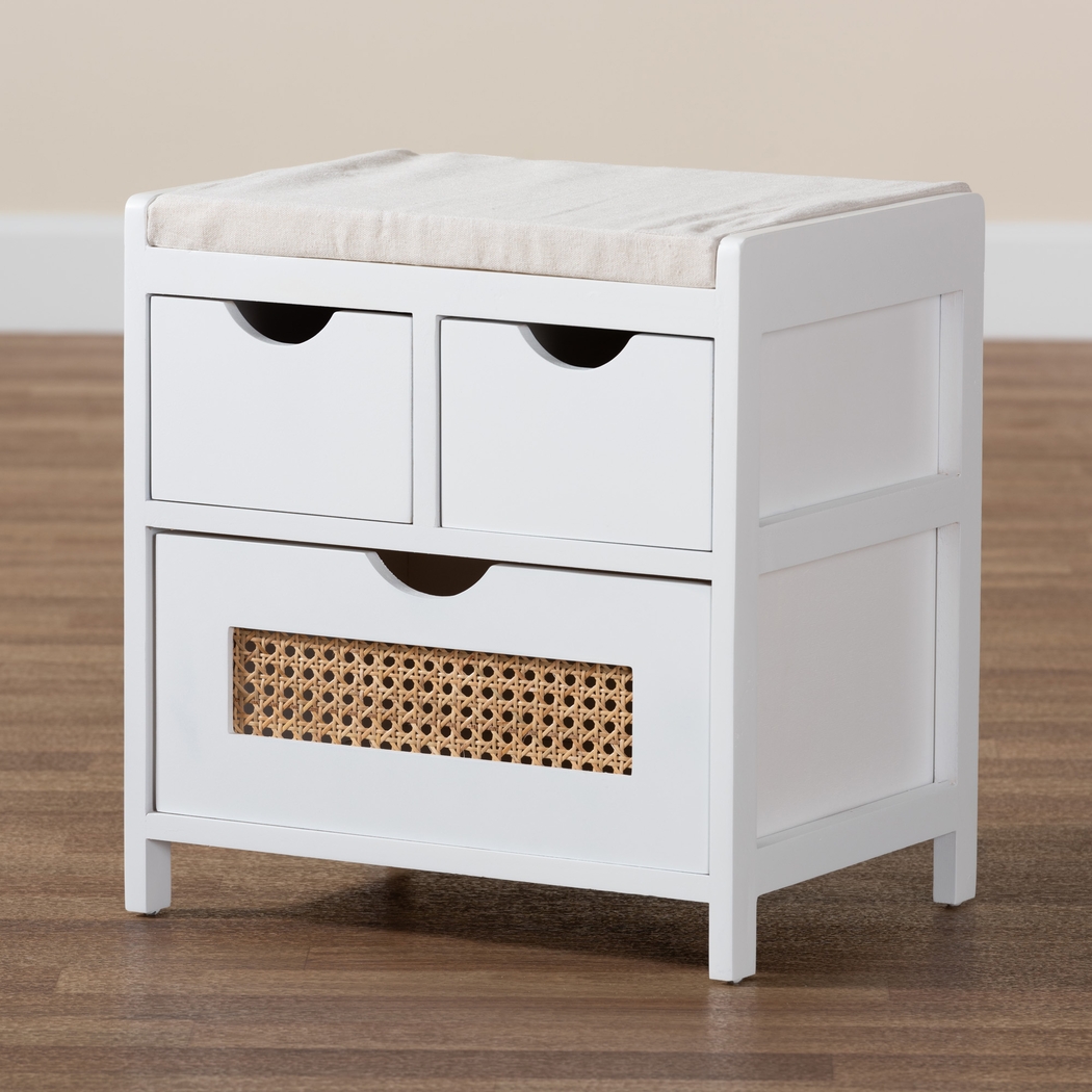 Ellortina White Storage Bench - Thumbnail - Image 2