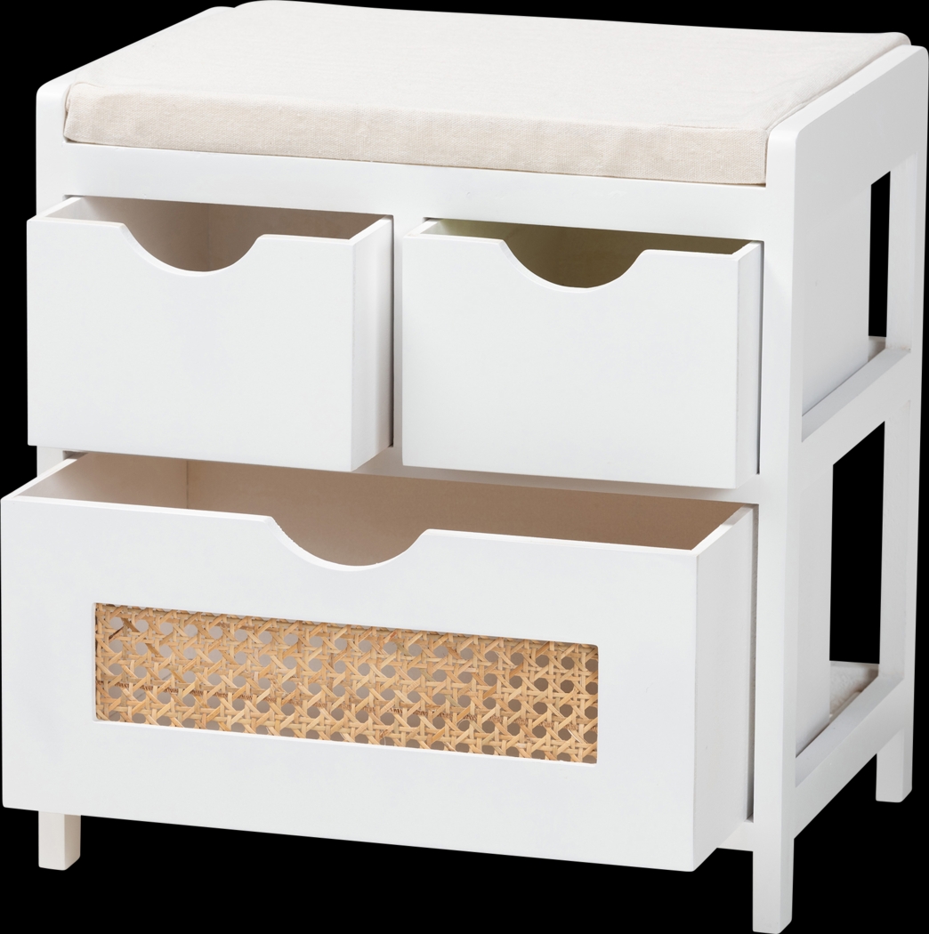 Ellortina White Storage Bench - Thumbnail - Image 4