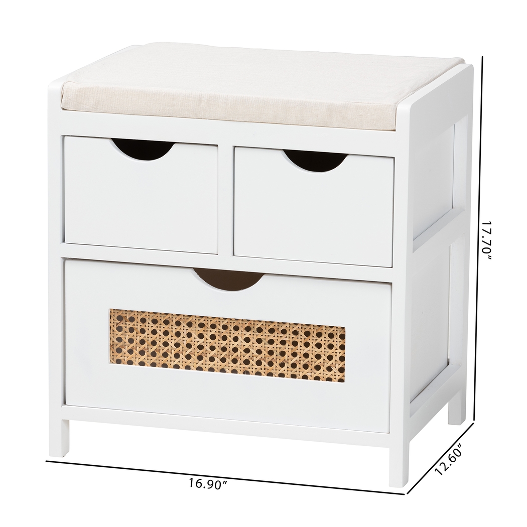 Ellortina White Storage Bench - Thumbnail - Image 10