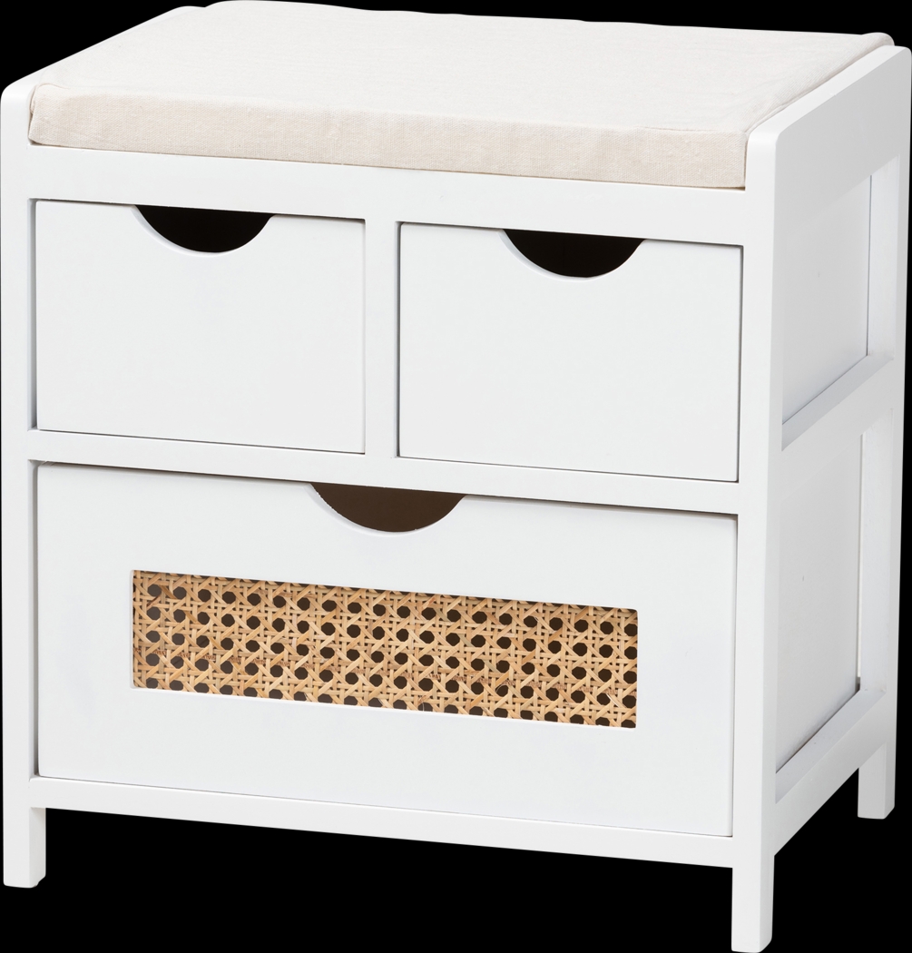 Ellortina White Storage Bench - Thumbnail - Image 1