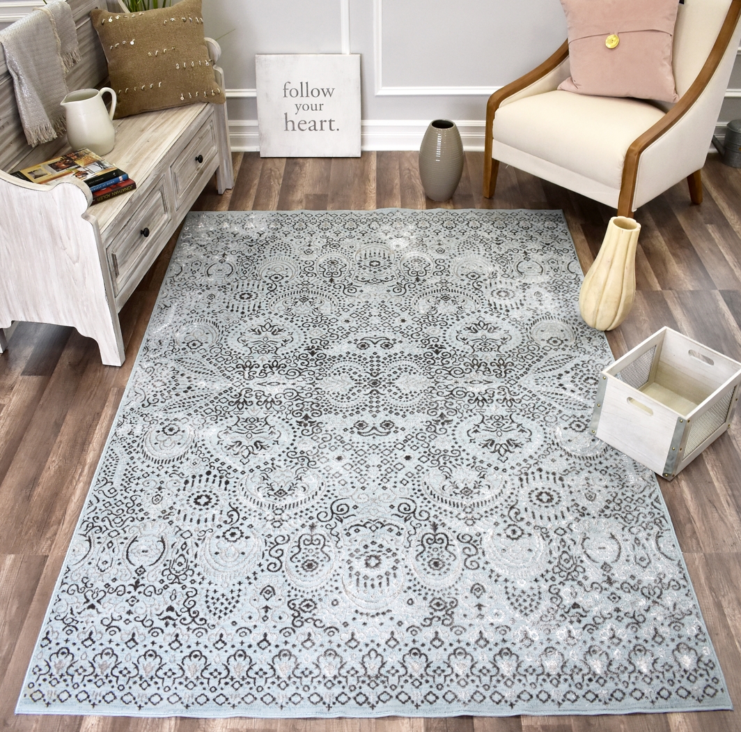 CosmoLiving By Cosmopolitan Ellyse Light Blue 8' x 10' Rug - Thumbnail - Image 4