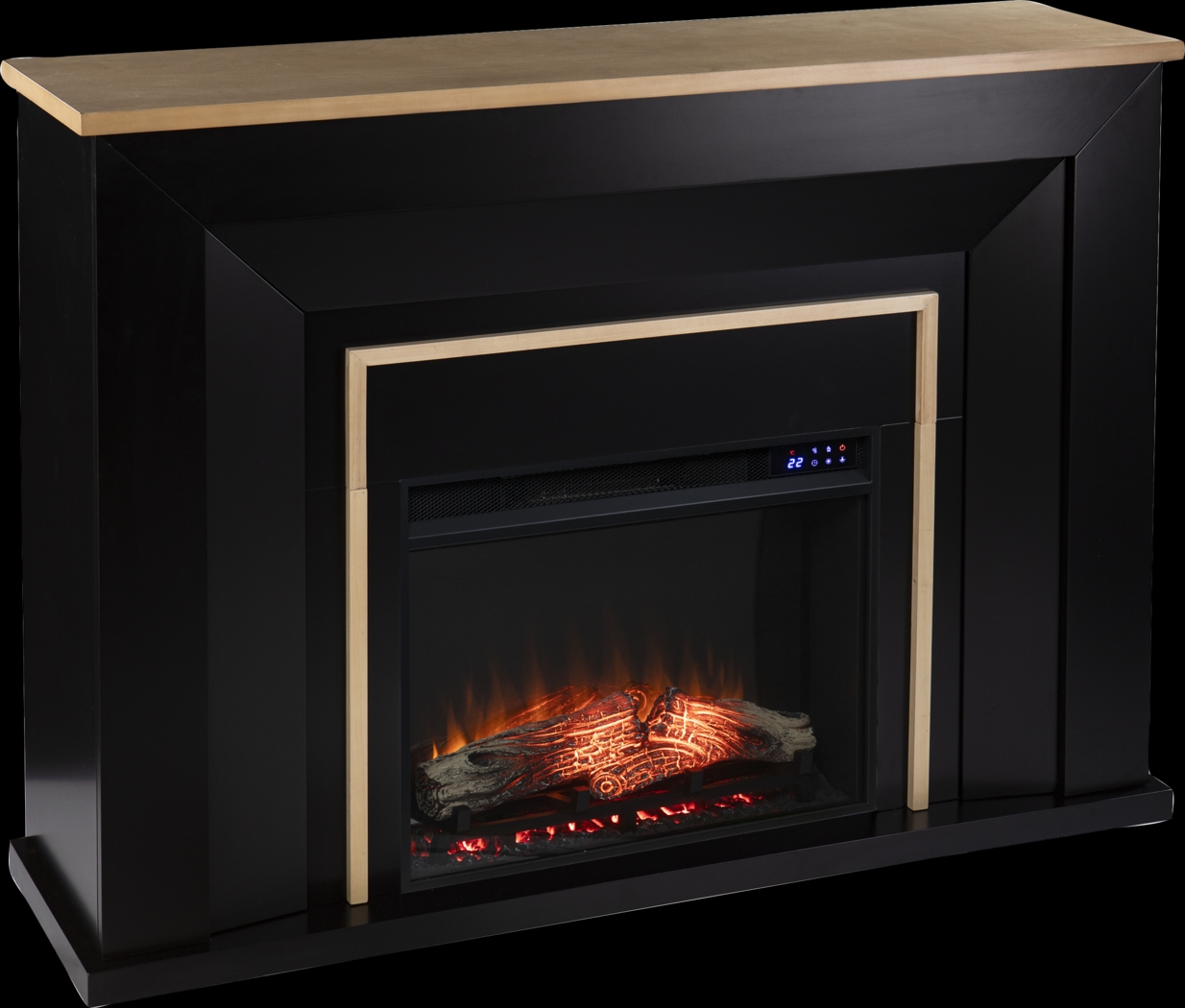 Elmington IV Black 52 in. Console, With Touch Panel Electric Log Fireplace - Thumbnail - Image 1