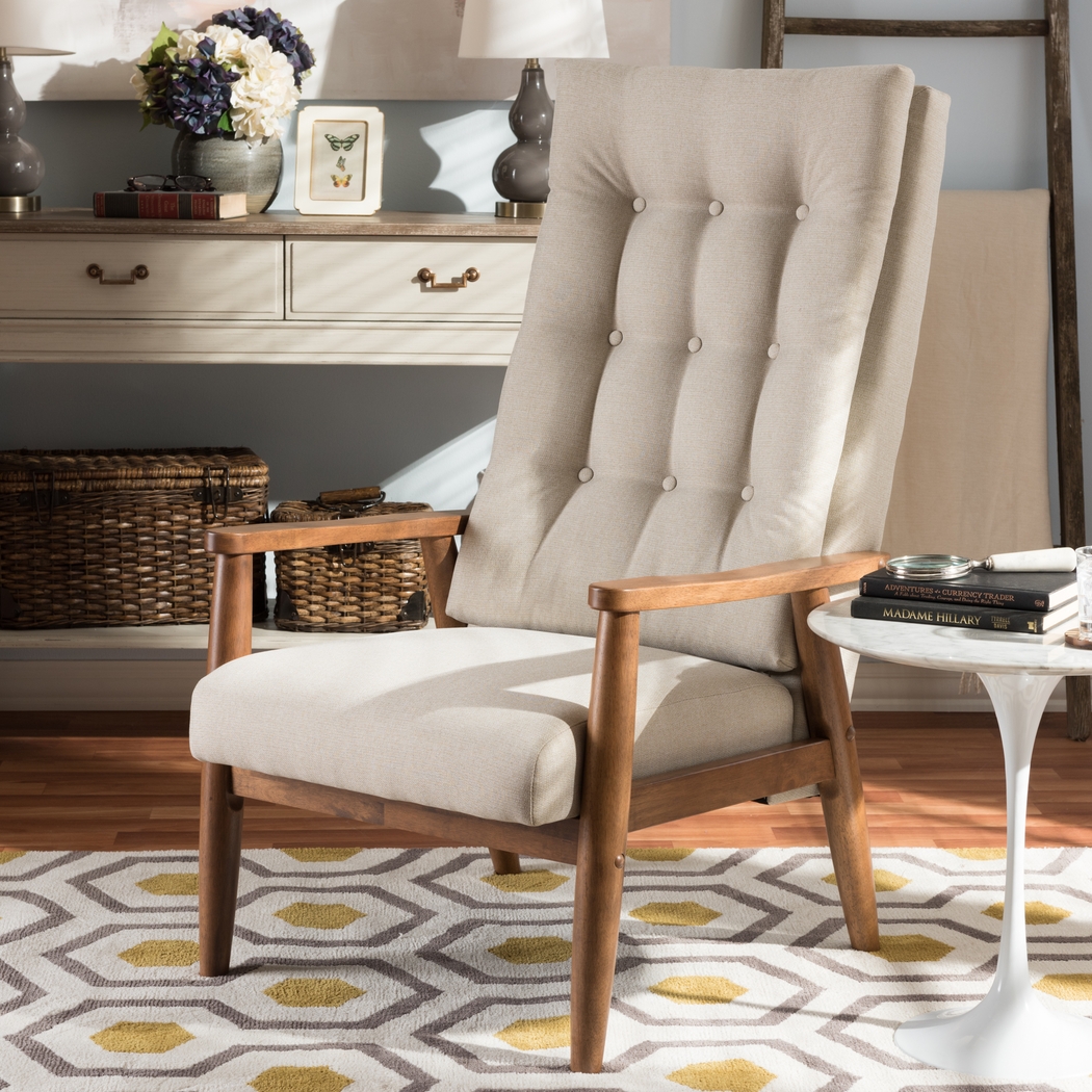 Elmshadea Beige Accent Chair - Thumbnail - Image 2