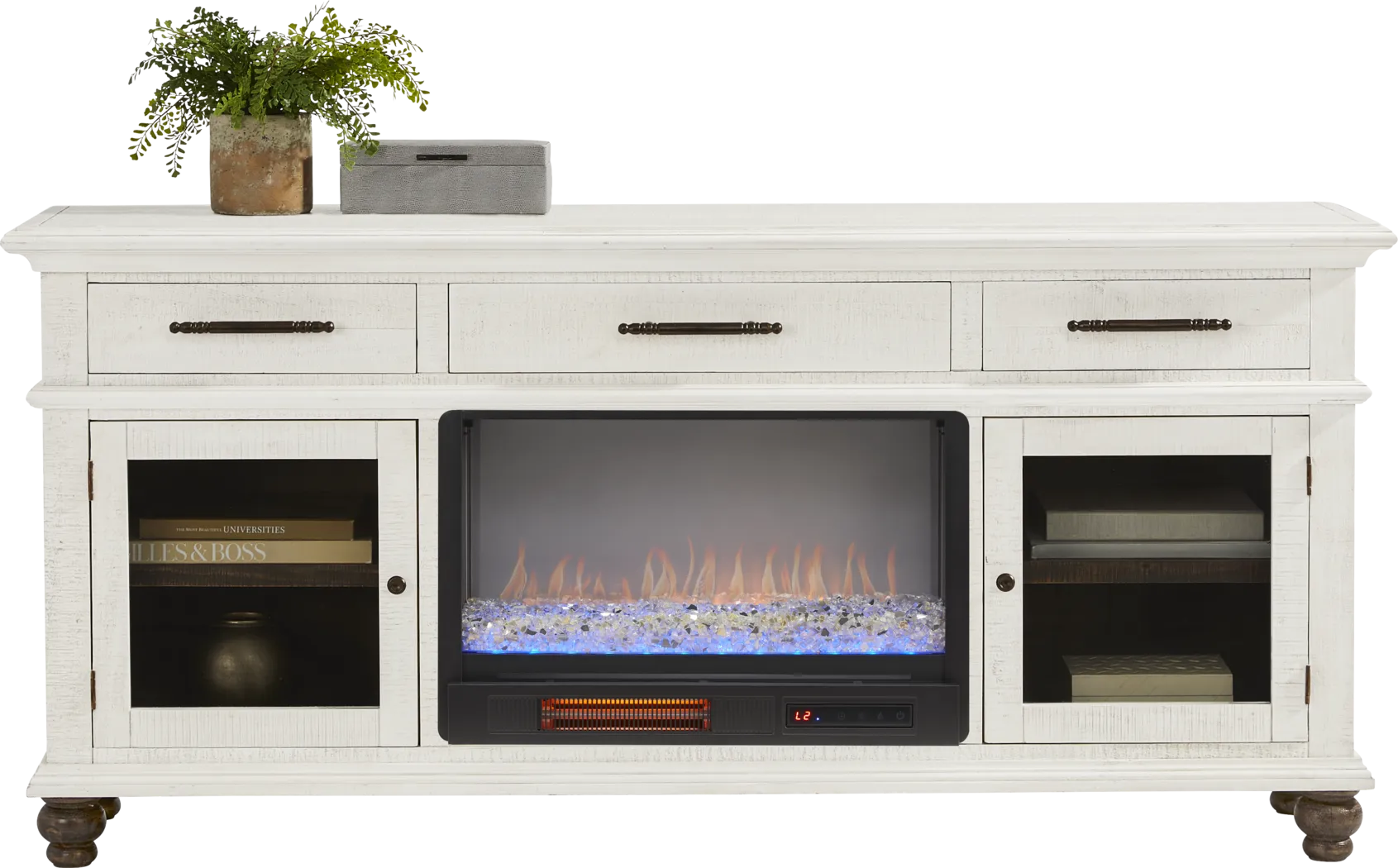 Elmstead White 72 in. Credenza with Electric Fireplace - Thumbnail - Image 2