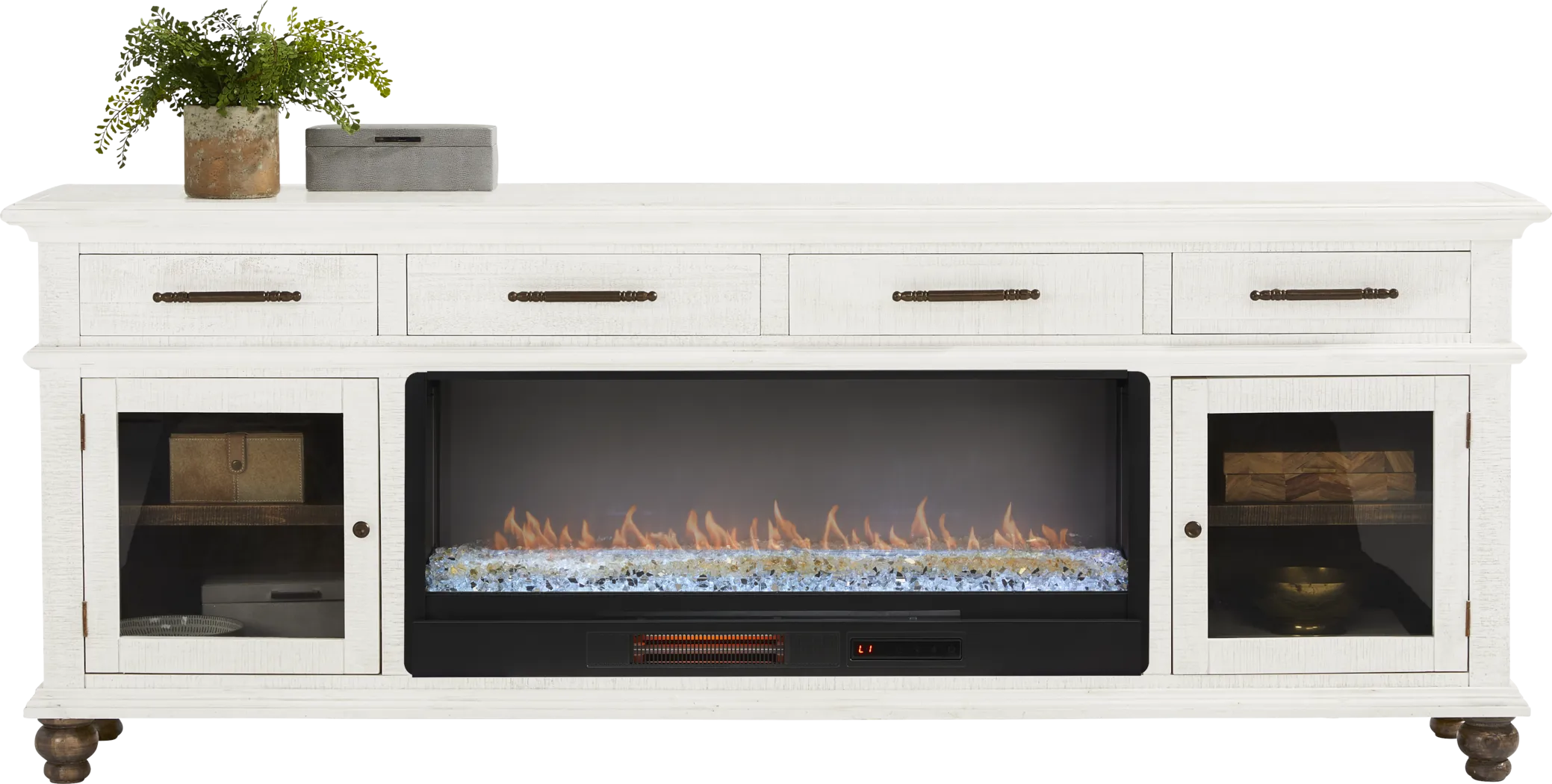 Elmstead White 88 in. Credenza with Electric Fireplace - Thumbnail - Image 2