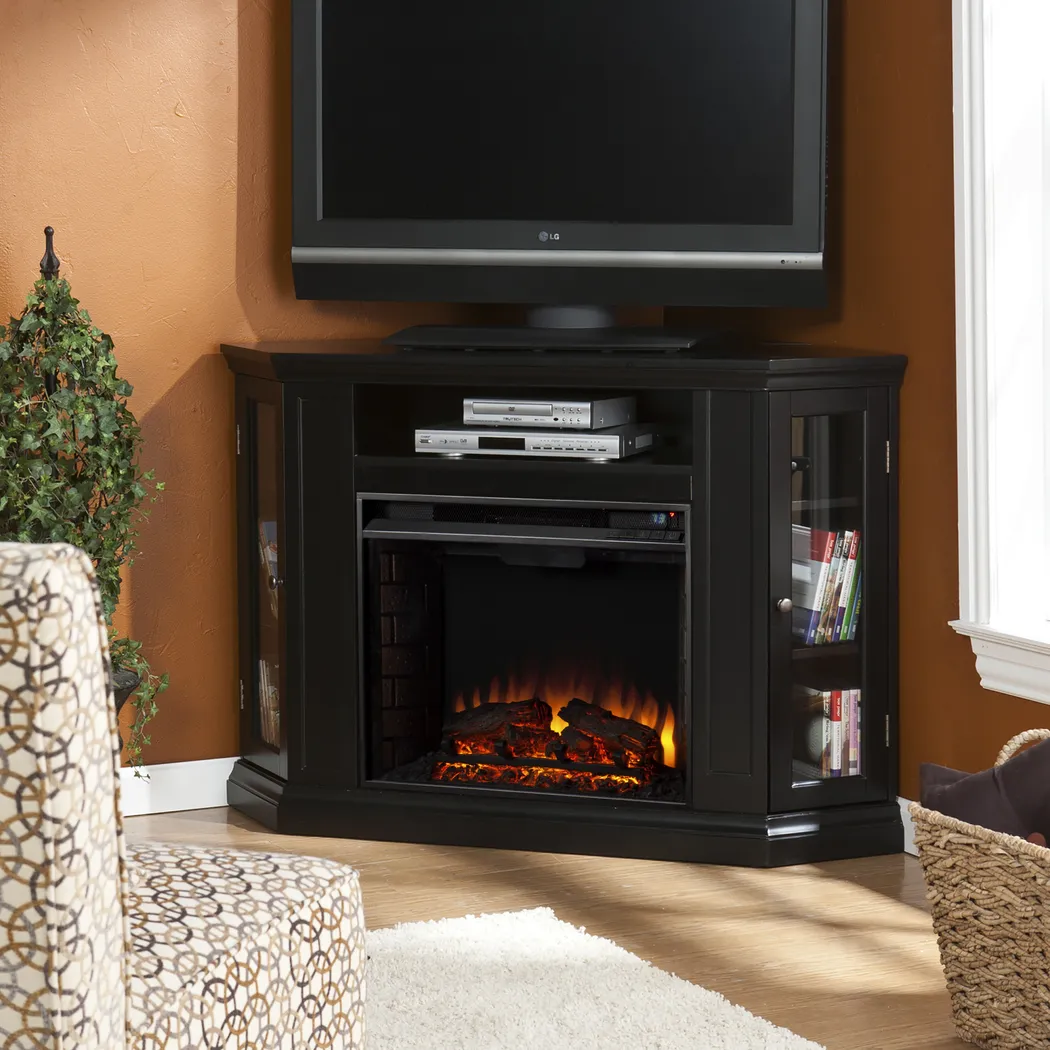 Elmwaki Black 48 in. Console with Electric Log Fireplace - Image 2