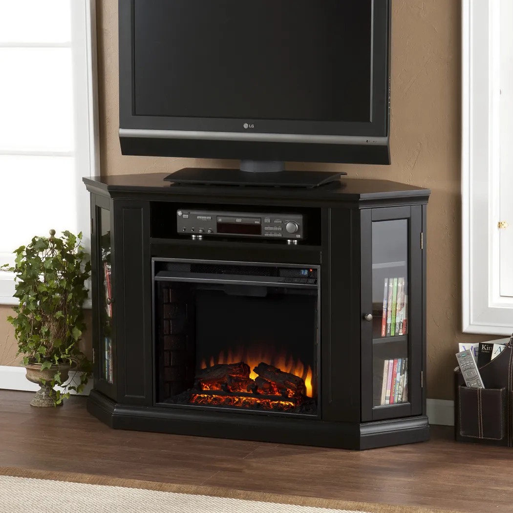 Elmwaki Black 48 in. Console with Electric Log Fireplace - Image 3