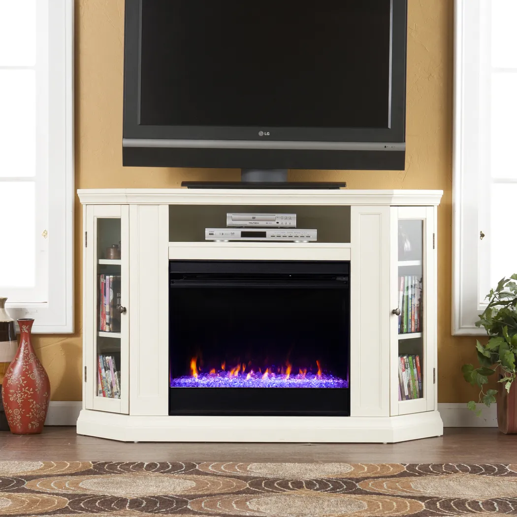 Elmwaki Ivory 48 in. Console with Electric Fireplace - Image 2