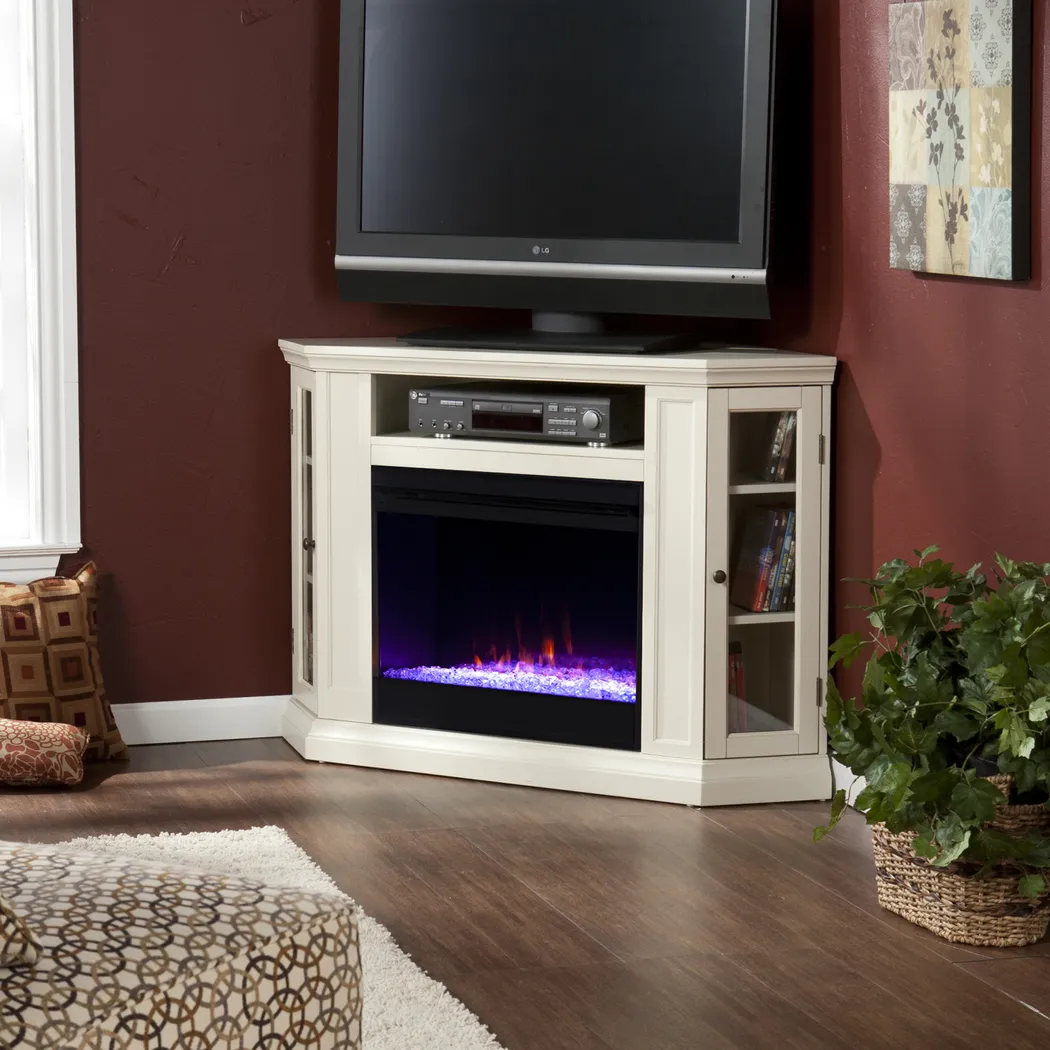 Elmwaki Ivory 48 in. Console with Electric Fireplace - Image 3